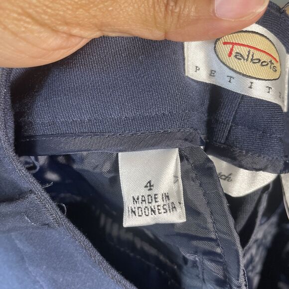 Talbots Pants Womens 4 Petite Blue Straight Leg Flat Front Trousers Slacks - Picture 8 of 9